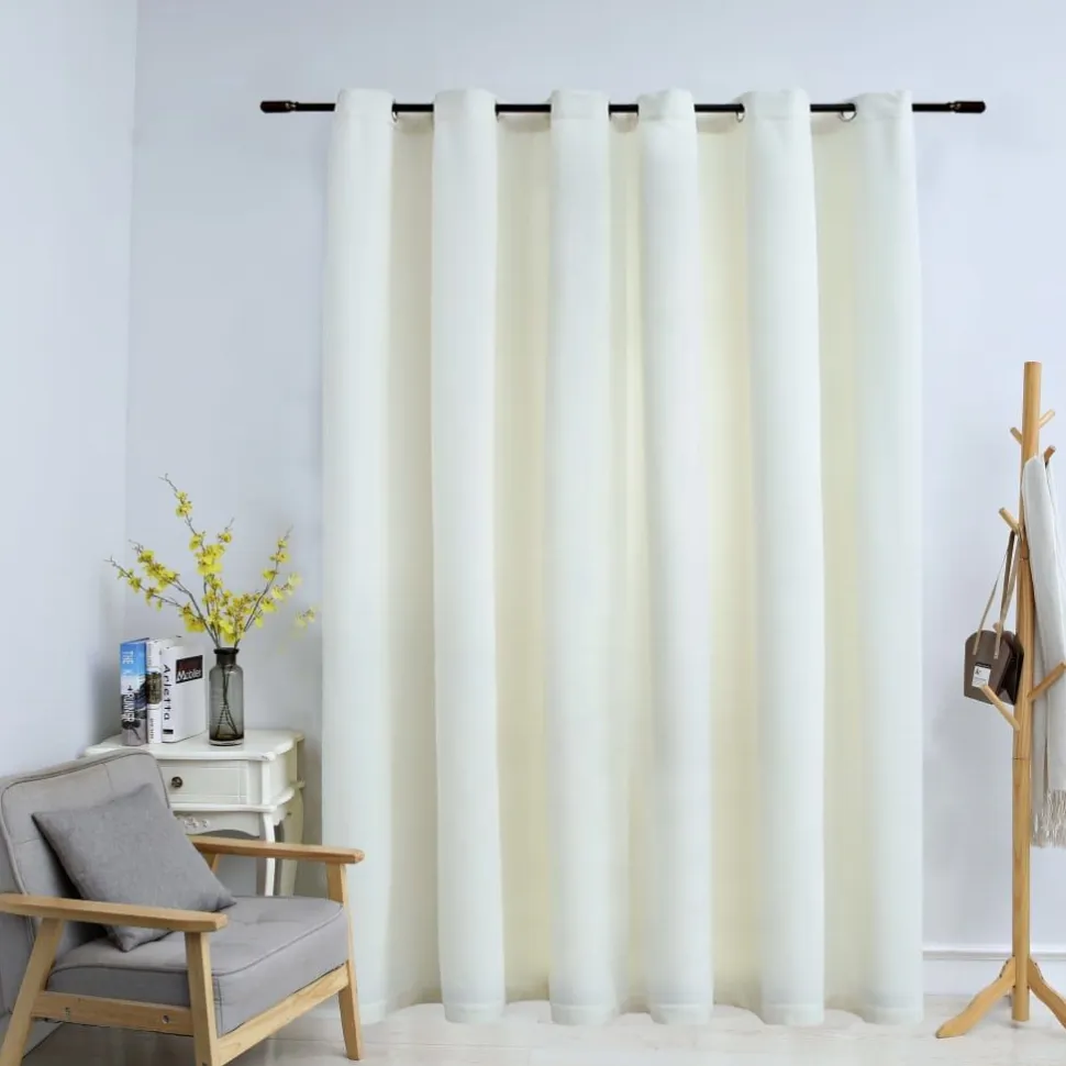 Pimennysverho metallirenkailla sametti kerma 290x245 cm