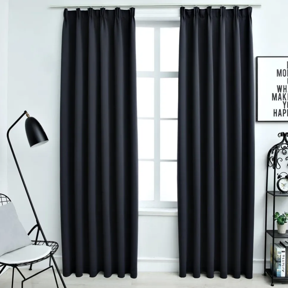 Pimennysverhot koukuilla 2 kpl antrasiitti 140x225cm
