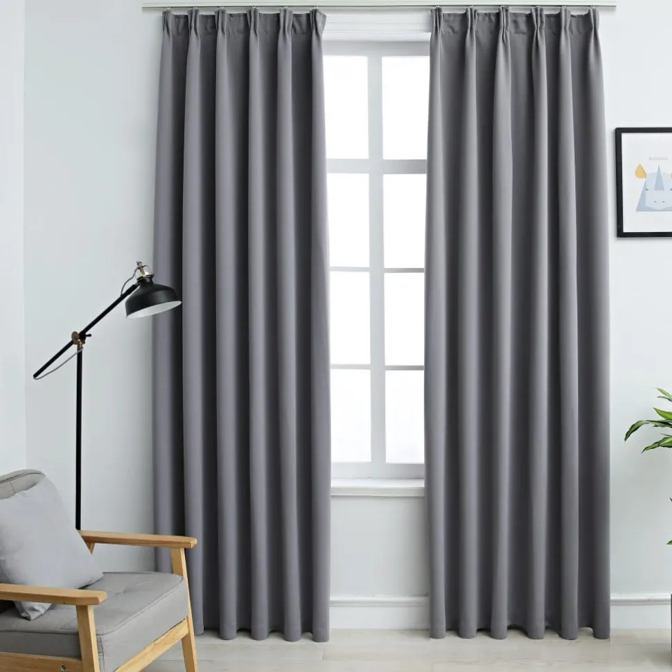Pimennysverhot koukuilla 2 kpl harmaa 140x175cm