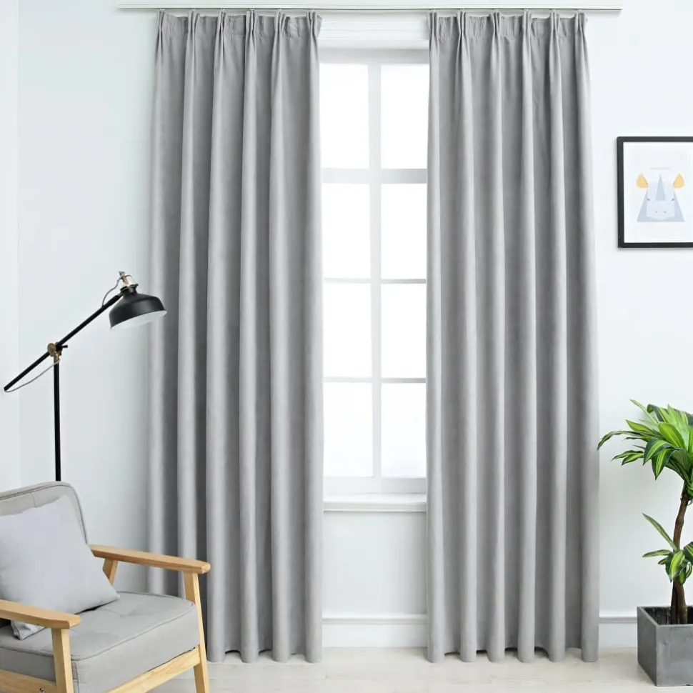 Pimennysverhot koukuilla 2 kpl harmaa 140x175 cm