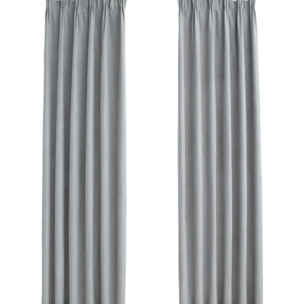 Pimennysverhot koukuilla 2 kpl harmaa 140x245 cm
