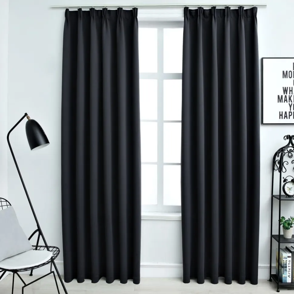 Pimennysverhot koukuilla 2 kpl musta 140x225 cm