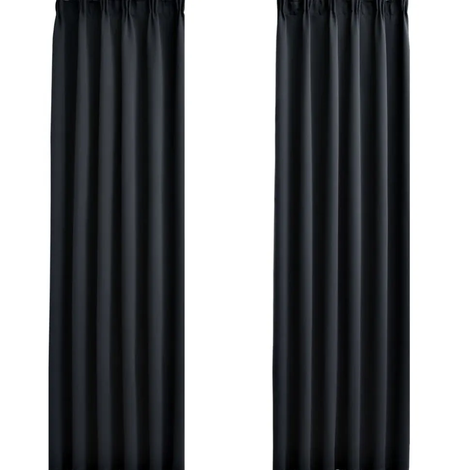 Pimennysverhot koukuilla 2 kpl musta 140x225 cm