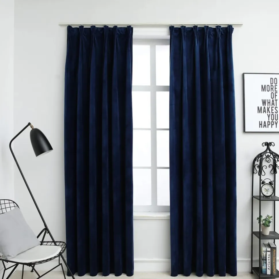 Pimennysverhot koukuilla 2kpl sametti 140x225cm