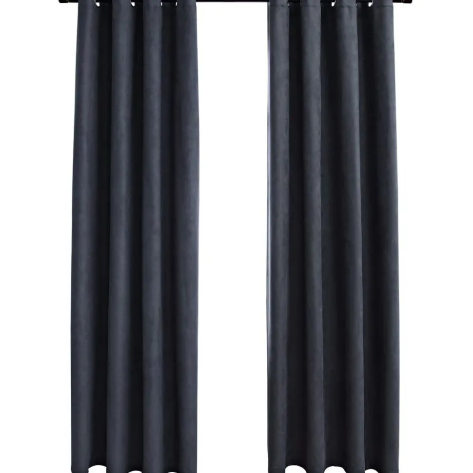 Pimennysverhot metallirenkailla 2 kpl antrasiitti 140x175 cm