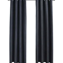 Pimennysverhot metallirenkailla 2 kpl antrasiitti 140x225 cm
