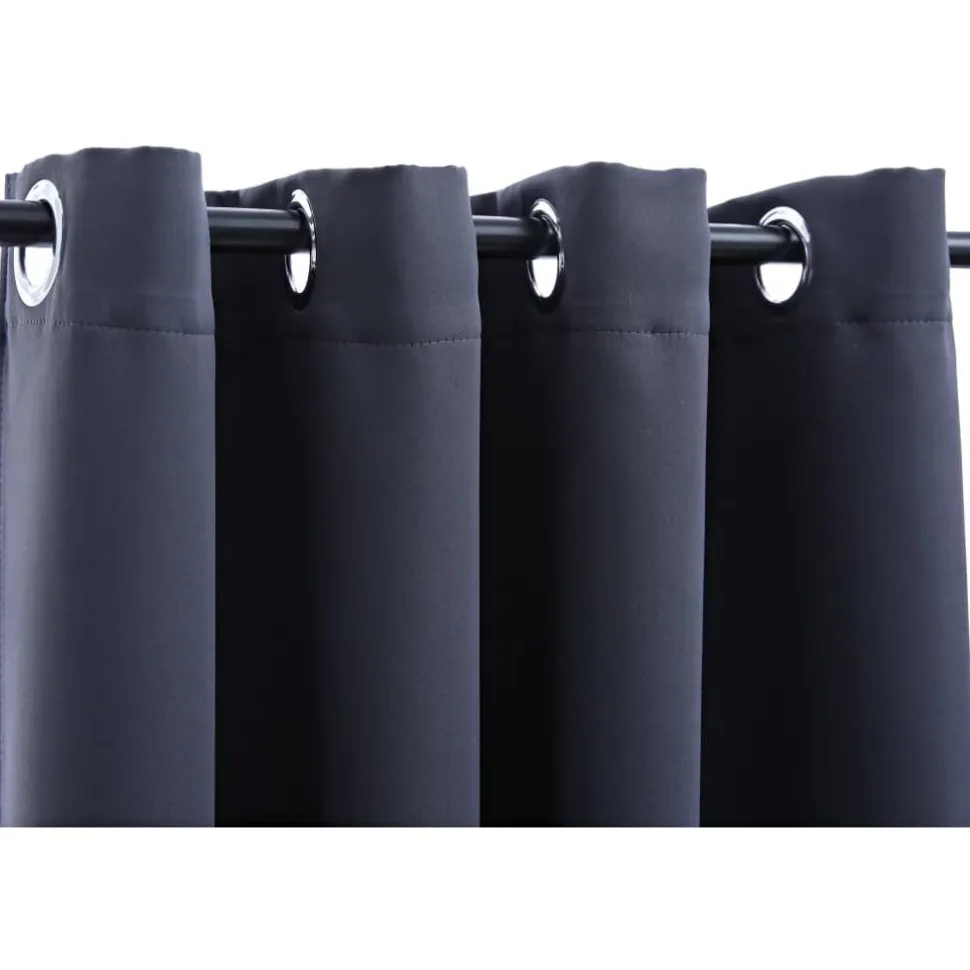 Pimennysverhot metallirenkailla 2 kpl antrasiitti 140x225cm