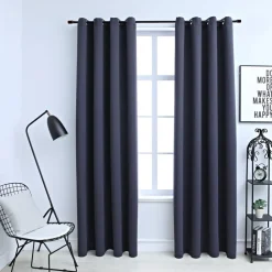 Pimennysverhot metallirenkailla 2 kpl antrasiitti 140x245cm