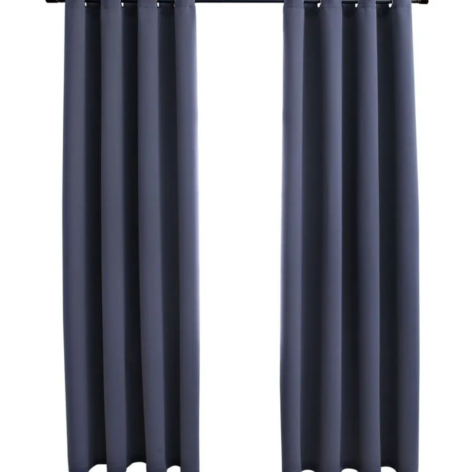 Pimennysverhot metallirenkailla 2 kpl antrasiitti 140x245cm