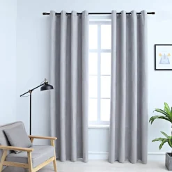 Pimennysverhot metallirenkailla 2 kpl harmaa 140x245 cm