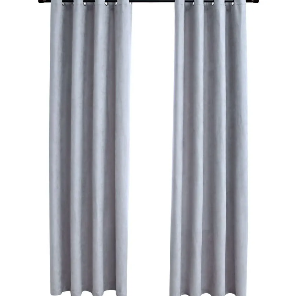 Pimennysverhot metallirenkailla 2 kpl harmaa 140x245 cm