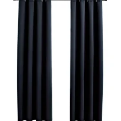 Pimennysverhot metallirenkailla 2 kpl musta 140x225 cm