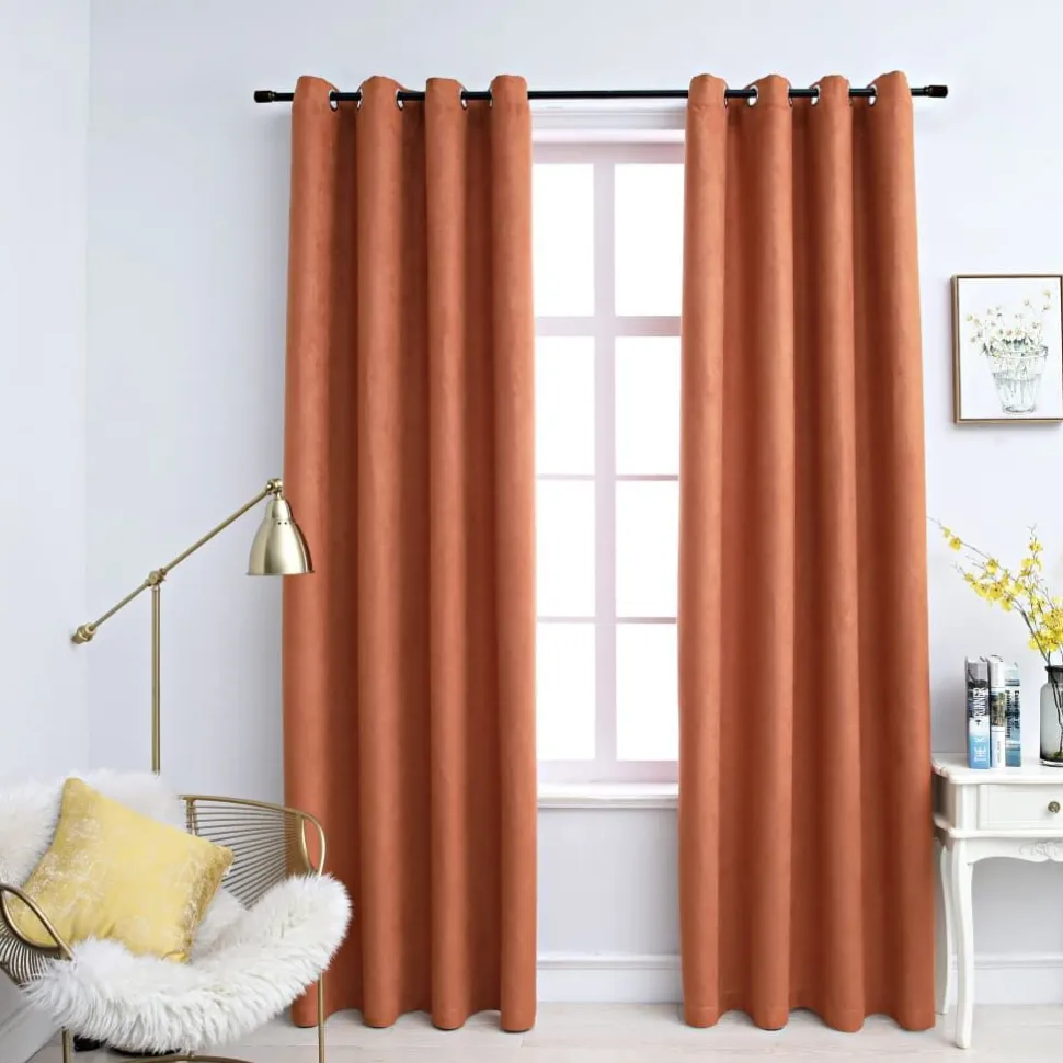 Pimennysverhot metallirenkailla 2 kpl ruoste 140x225 cm