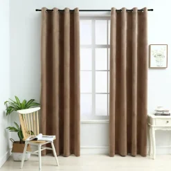 Pimennysverhot renkailla 2 kpl sametti beige 140x225 cm