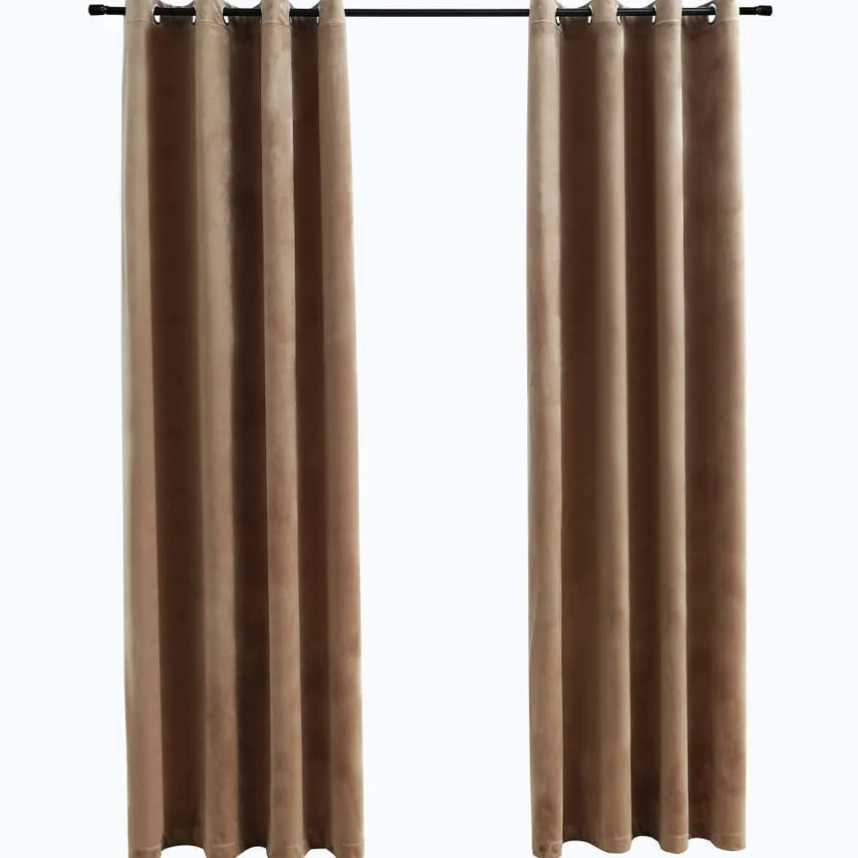 Pimennysverhot renkailla 2 kpl sametti beige 140x175 cm