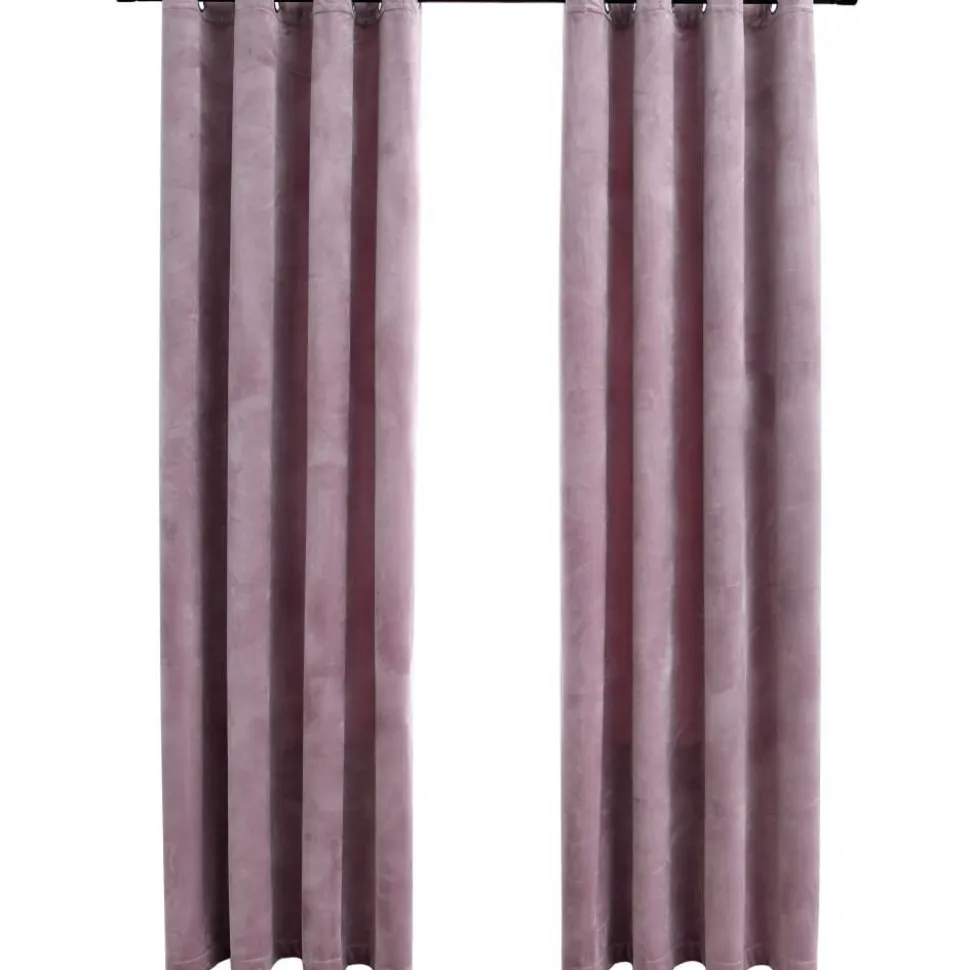 Pimennysverhot renkailla 2 kpl sametti pinkki 140x245 cm