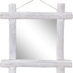 Pölkkypeili valkoinen 70x70 cm täysi kierrätetty puu
