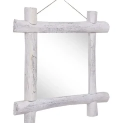 Pölkkypeili valkoinen 70x70 cm täysi kierrätetty puu