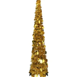 Pop-up tekojoulukuusi kullanvärinen, 129cm, PET