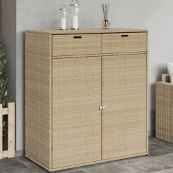 Puutarhan säilytyskaappi beige 105x55x113 cm polyrottinki
