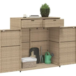 Puutarhan säilytyskaappi beige 105x55x113 cm polyrottinki