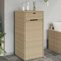 Puutarhan säilytyskaappi beige 55x55x111 cm polyrottinki
