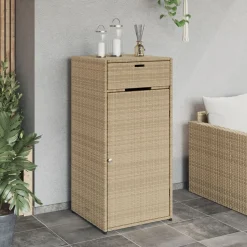 Puutarhan säilytyskaappi beige 55x55x111 cm polyrottinki