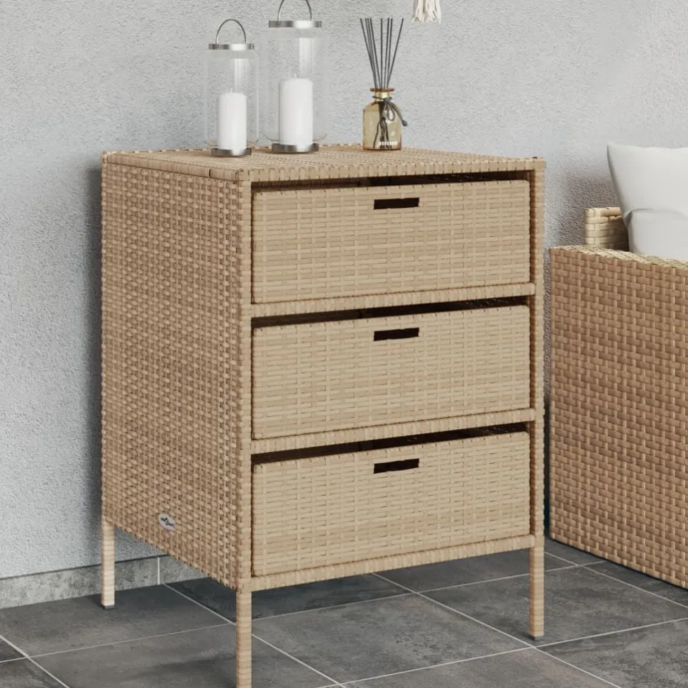 Puutarhan säilytyskaappi beige 55x59x80 cm polyrottinki