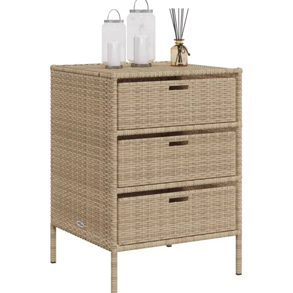 Puutarhan säilytyskaappi beige 55x59x80 cm polyrottinki