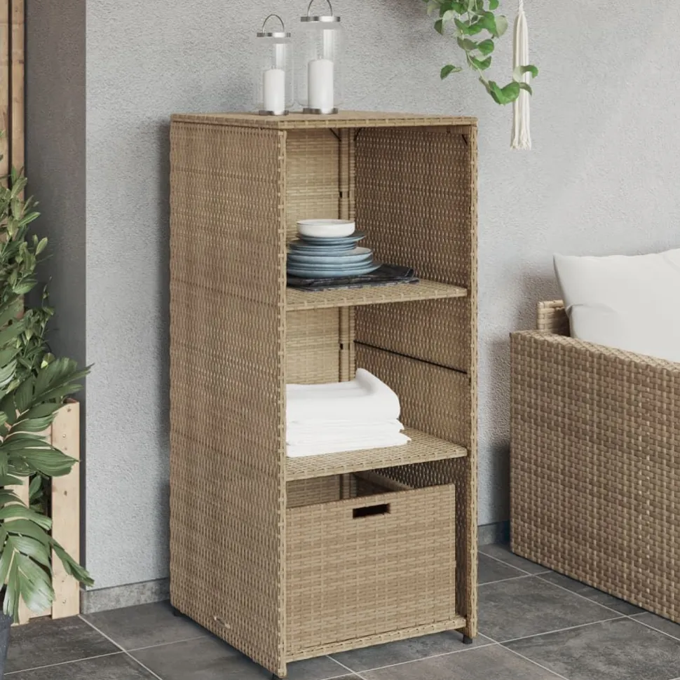 Puutarhan säilytyskaappi beige 50x55x115 cm polyrottinki
