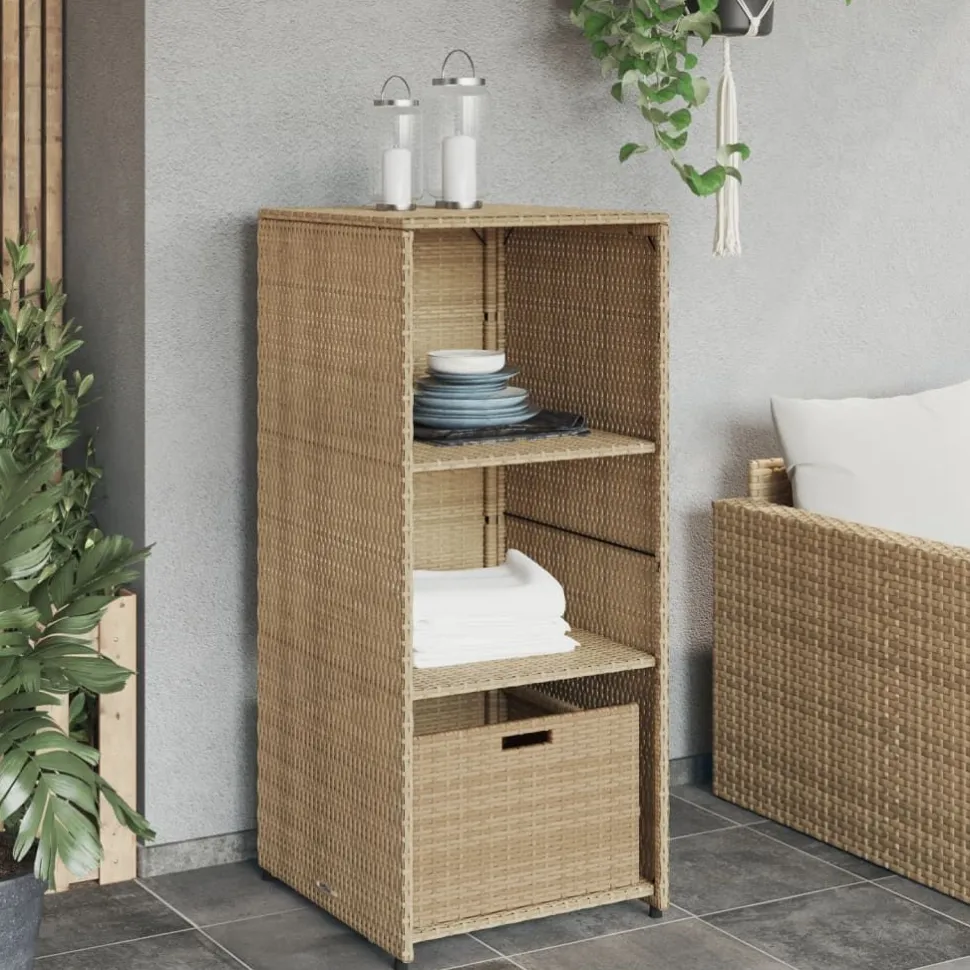 Puutarhan säilytyskaappi beige 50x55x115 cm polyrottinki