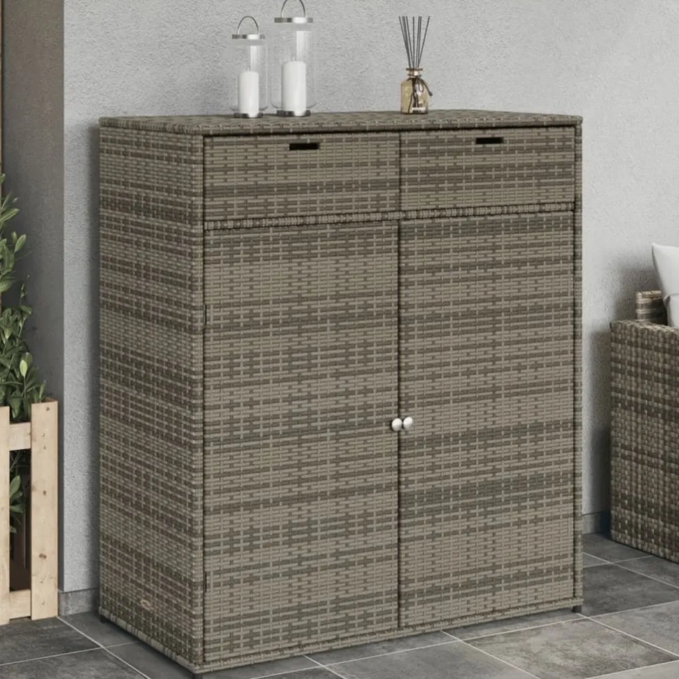 Puutarhan säilytyskaappi harmaa 105x55x113 cm polyrottinki