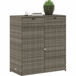 Puutarhan säilytyskaappi harmaa 105x55x113 cm polyrottinki
