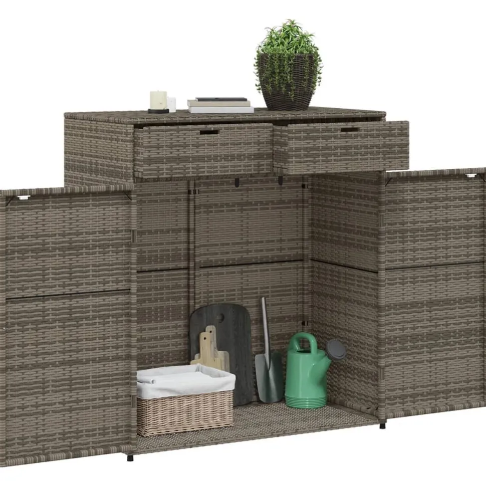 Puutarhan säilytyskaappi harmaa 105x55x113 cm polyrottinki