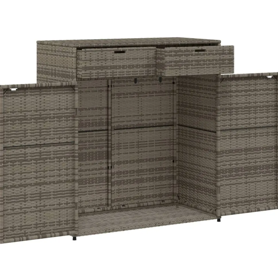 Puutarhan säilytyskaappi harmaa 105x55x113 cm polyrottinki