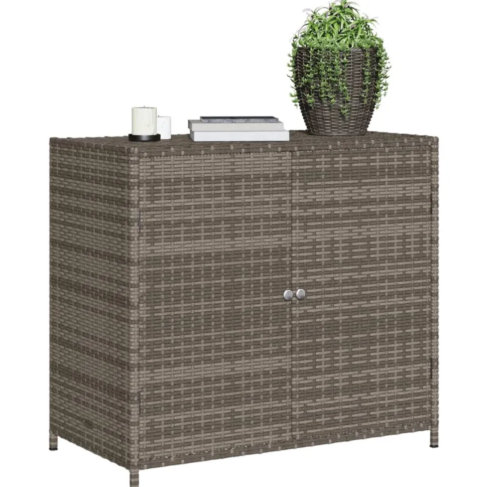 Puutarhan säilytyskaappi harmaa 83x45x76 cm polyrottinki
