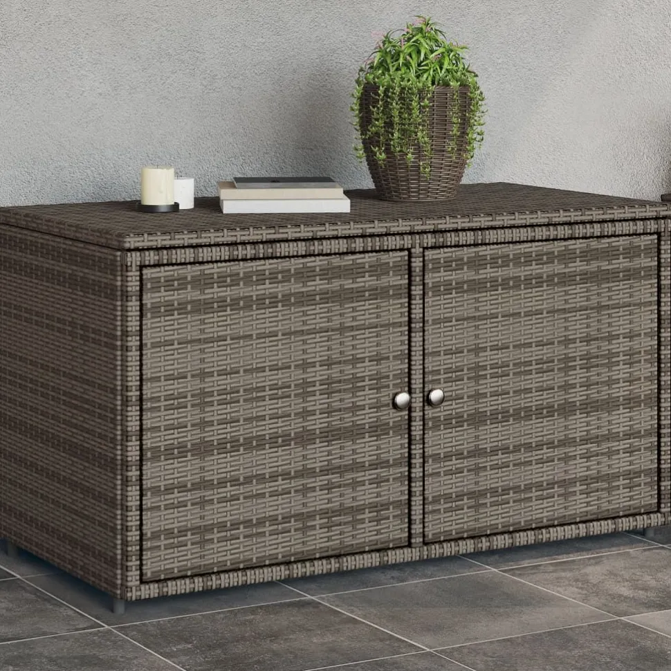 Puutarhan säilytyskaappi harmaa 110x55x60,5 cm polyrottinki
