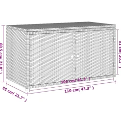 Puutarhan säilytyskaappi harmaa 110x55x60,5 cm polyrottinki