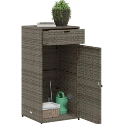 Puutarhan säilytyskaappi harmaa 55x55x111 cm polyrottinki