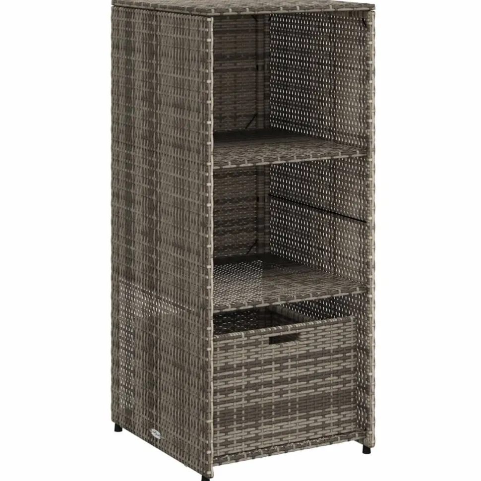 Puutarhan säilytyskaappi harmaa 50x55x115 cm polyrottinki