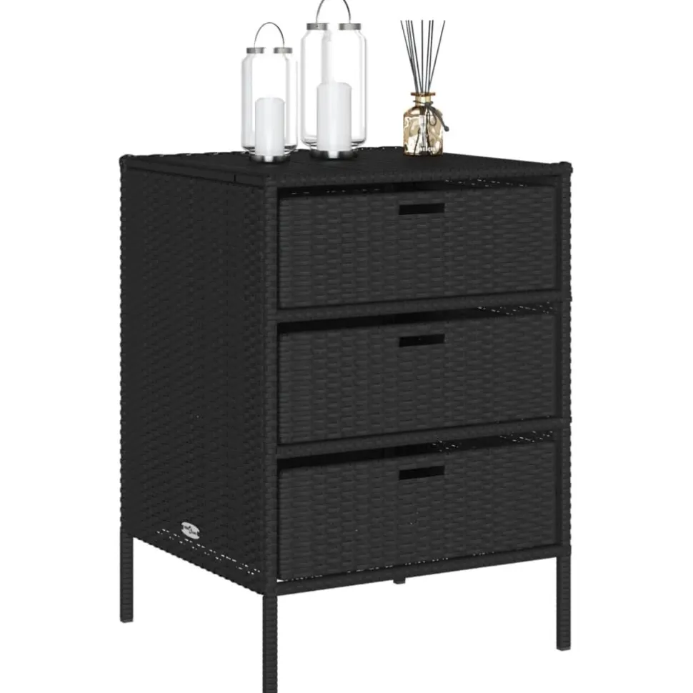 Puutarhan säilytyskaappi musta 55x59x80 cm polyrottinki