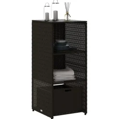 Puutarhan säilytyskaappi musta 50x55x115 cm polyrottinki