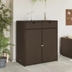 Puutarhan säilytyskaappi ruskea 105x55x113 cm polyrottinki