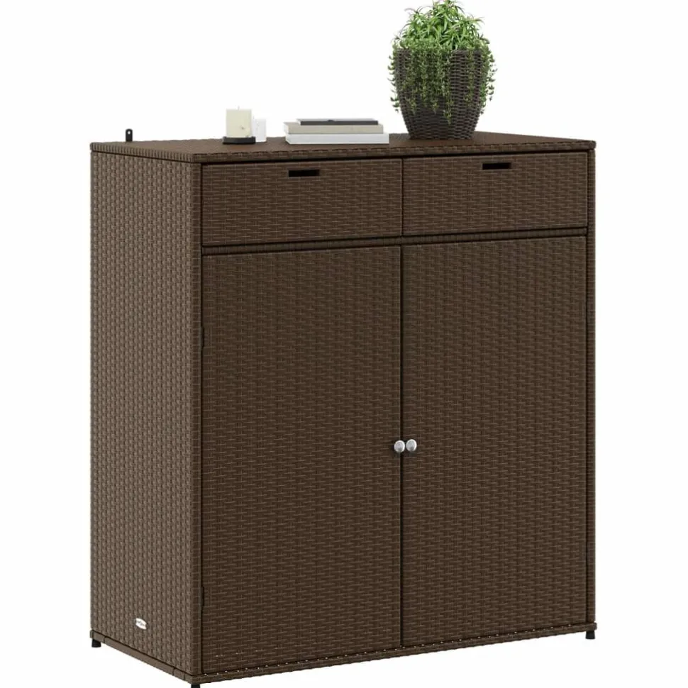 Puutarhan säilytyskaappi ruskea 105x55x113 cm polyrottinki