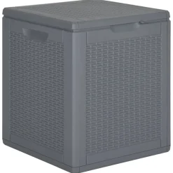 Puutarhan säilytyslaatikko harmaa PP rottinki 90 l (64059)
