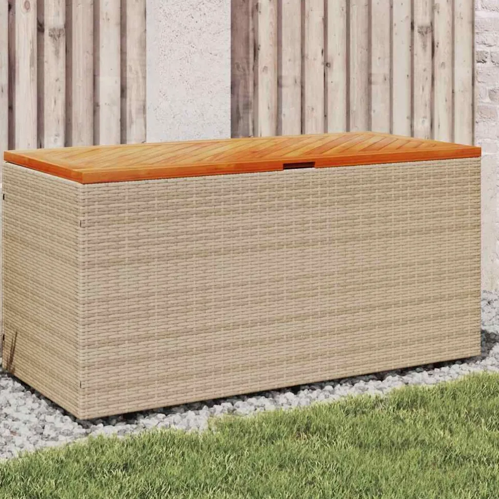 Puutarhan säilytyslaatikko harmaa 110x50x54 cm polyrottinki (65956)