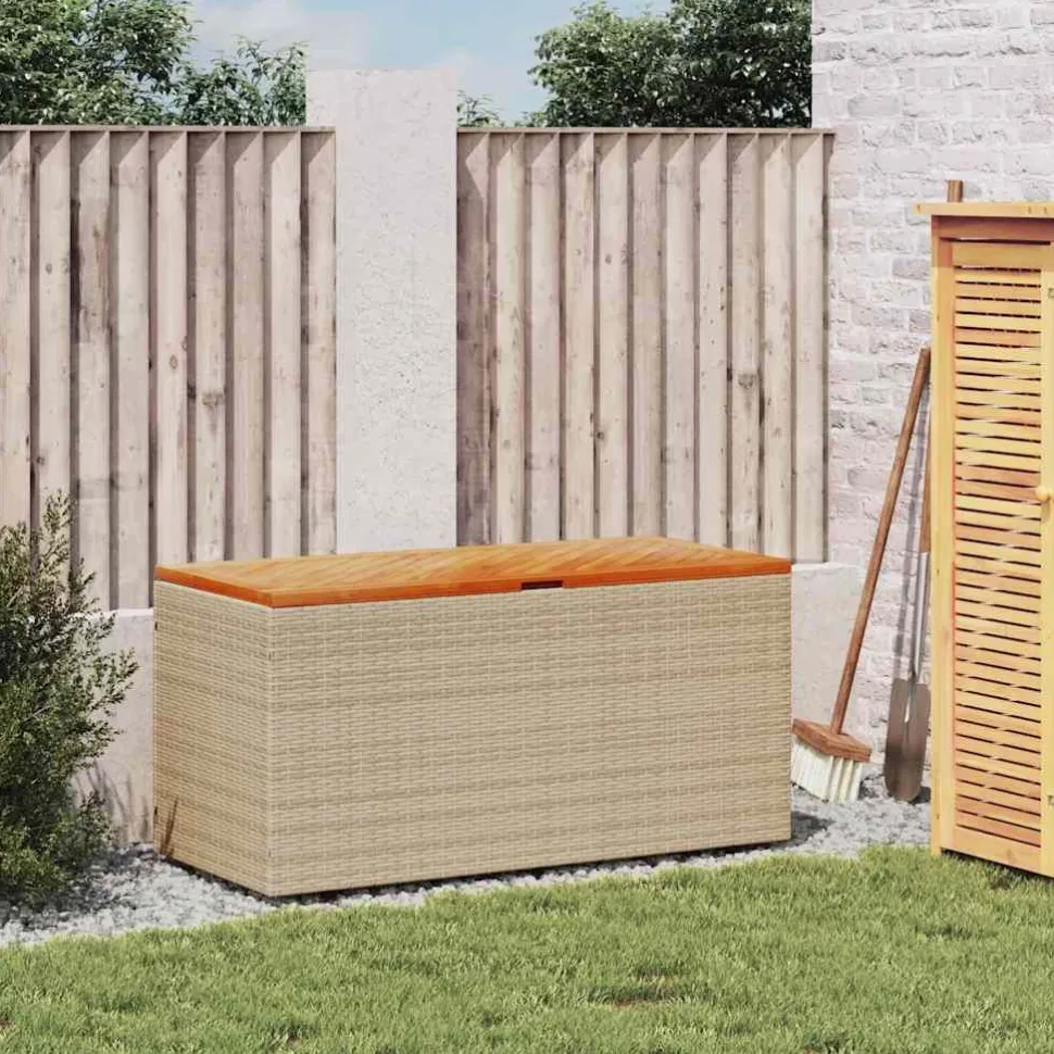 Puutarhan säilytyslaatikko harmaa 110x50x54 cm polyrottinki (65956)