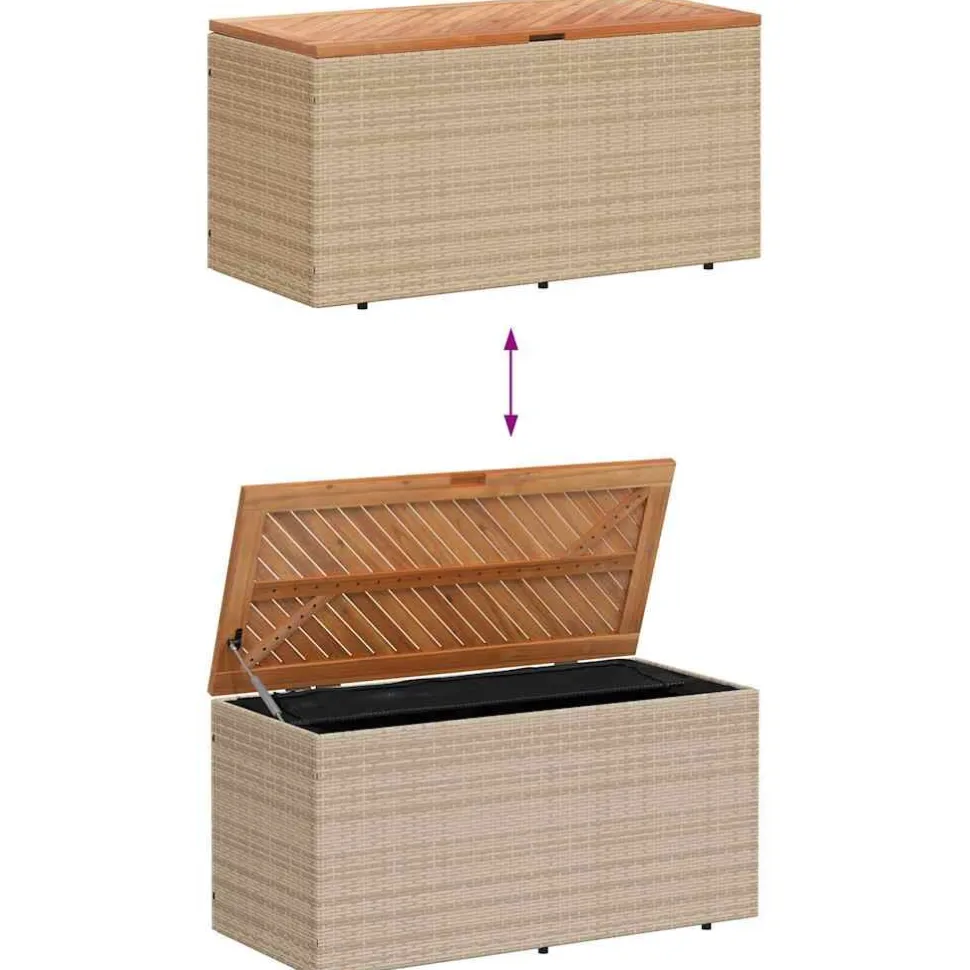 Puutarhan säilytyslaatikko harmaa 110x50x54 cm polyrottinki (65956)