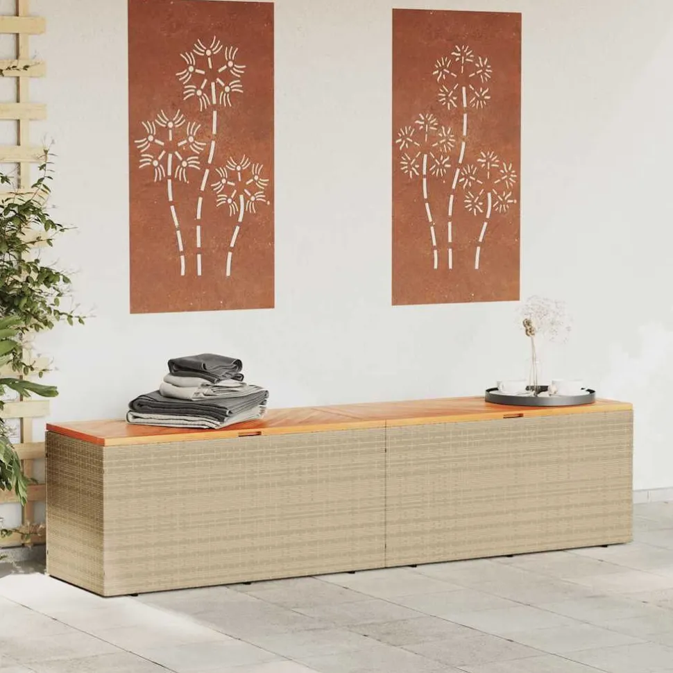 Puutarhan säilytyslaatikko harmaa 110x50x54 cm polyrottinki (65956)