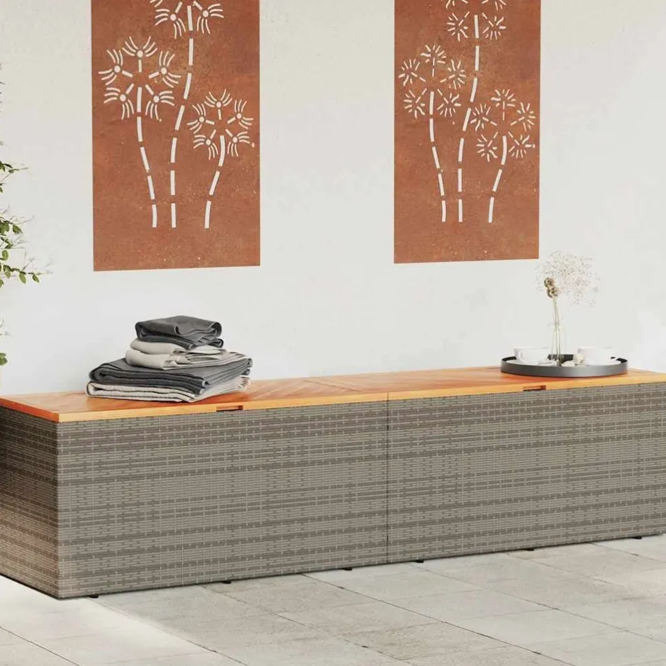 Puutarhan säilytyslaatikko harmaa 110x50x54 cm polyrottinki (65956)